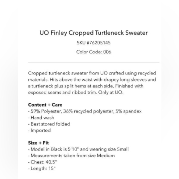 Urban Outfitters Finley Crop Turtleneck sweater size S NWOT - Picture 5 of 6